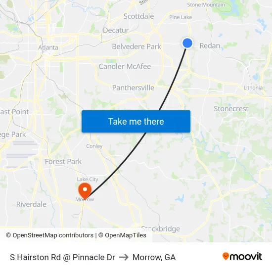 S Hairston Rd @ Pinnacle Dr to Morrow, GA map