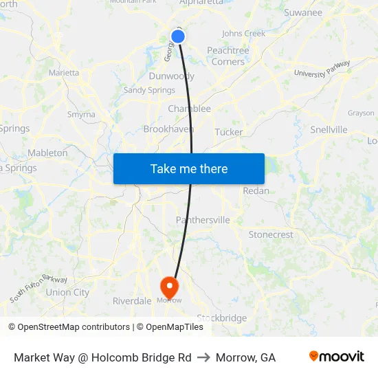 Market Way @ Holcomb Bridge Rd to Morrow, GA map