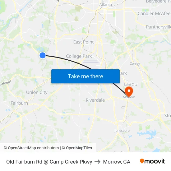 Old Fairburn Rd @ Camp Creek Pkwy to Morrow, GA map