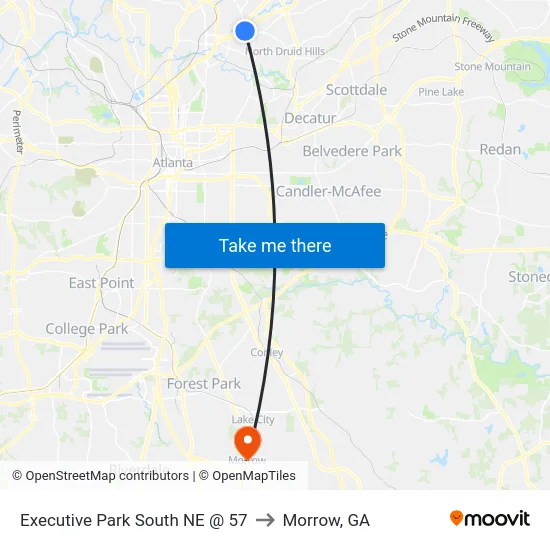Executive Park South NE @ 57 to Morrow, GA map