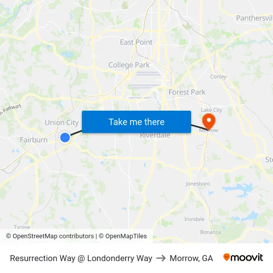Resurrection Way @ Londonderry Way to Morrow, GA map