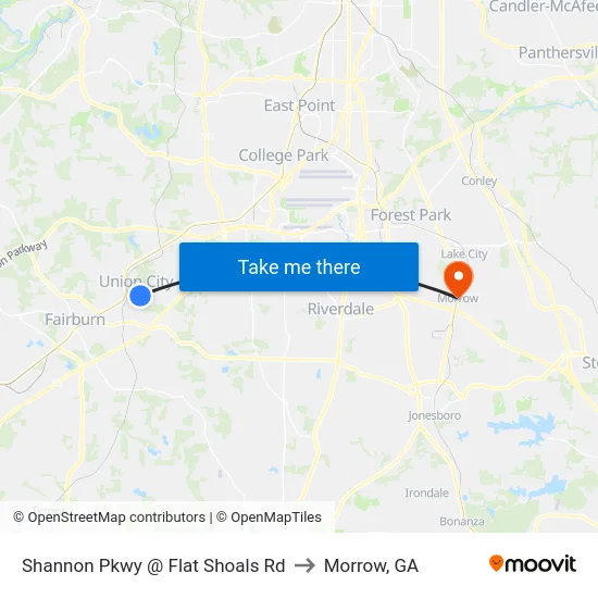 Shannon Pkwy @ Flat Shoals Rd to Morrow, GA map