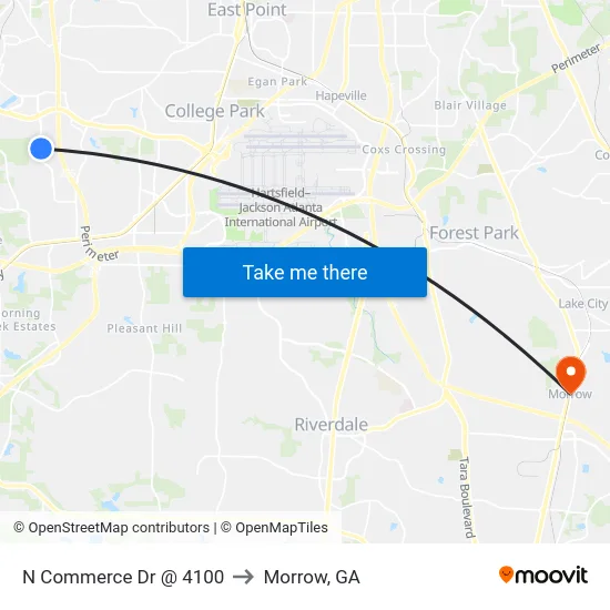 N Commerce Dr @ 4100 to Morrow, GA map