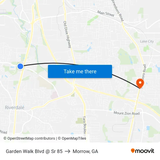 Garden Walk Blvd @ Sr 85 to Morrow, GA map