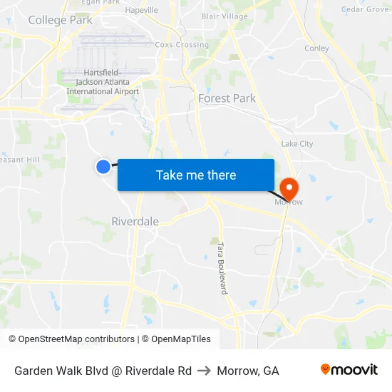 Garden Walk Blvd @ Riverdale Rd to Morrow, GA map