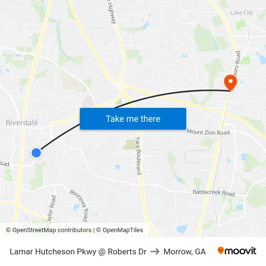 Lamar Hutcheson Pkwy @ Roberts Dr to Morrow, GA map