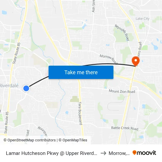 Lamar Hutcheson Pkwy @ Upper Riverdale Rd SW to Morrow, GA map