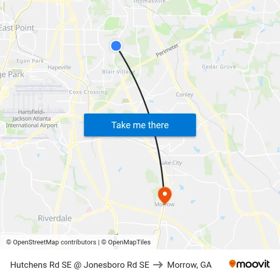 Hutchens Rd SE @ Jonesboro Rd SE to Morrow, GA map