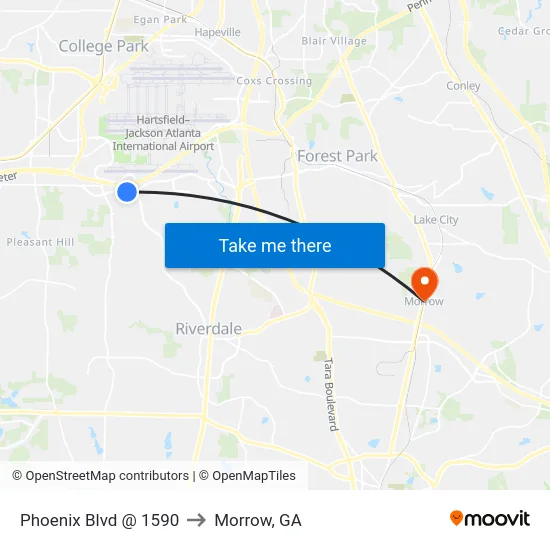Phoenix Blvd @ 1590 to Morrow, GA map