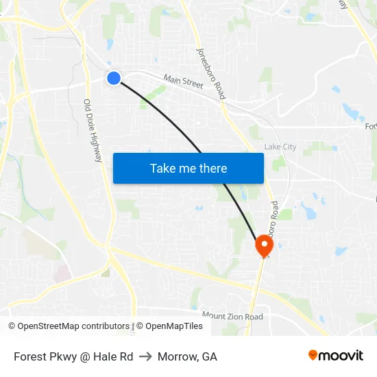 Forest Pkwy @ Hale Rd to Morrow, GA map
