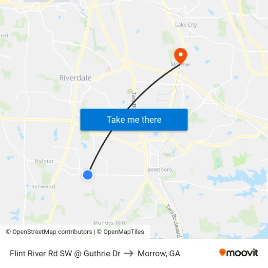 Flint River Rd SW @ Guthrie Dr to Morrow, GA map