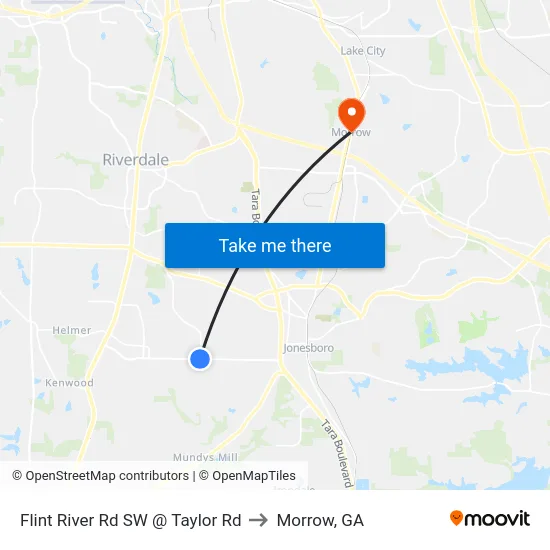 Flint River Rd SW @ Taylor Rd to Morrow, GA map