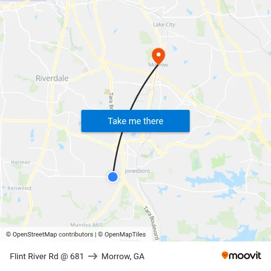 Flint River Rd @ 681 to Morrow, GA map