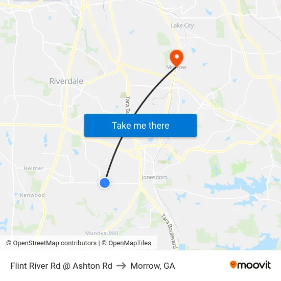Flint River Rd @ Ashton Rd to Morrow, GA map