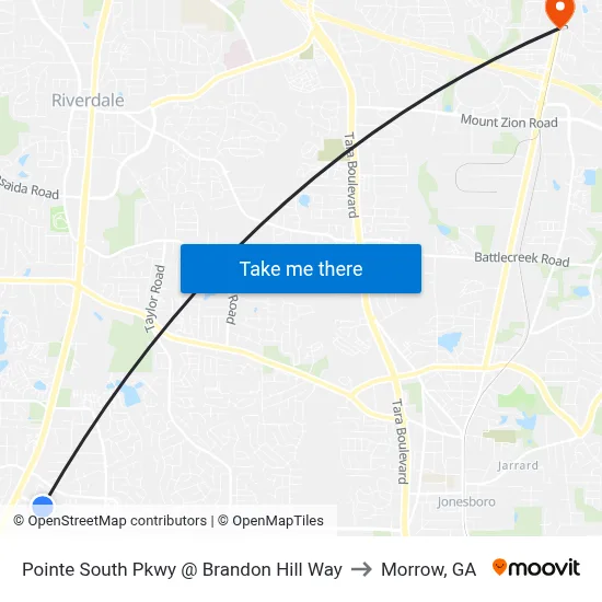 Pointe South Pkwy @ Brandon Hill Way to Morrow, GA map