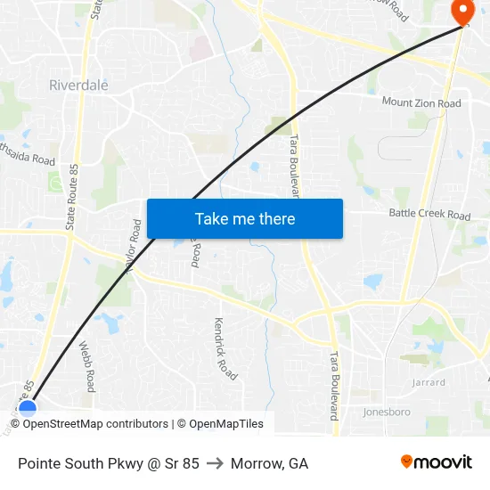 Pointe South Pkwy @ Sr 85 to Morrow, GA map