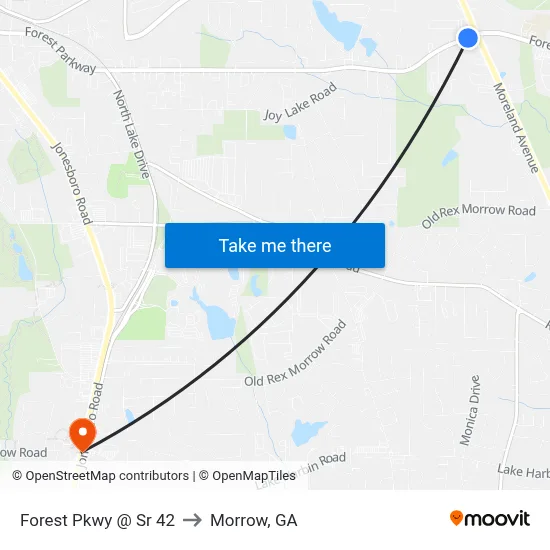 Forest Pkwy @ Sr 42 to Morrow, GA map