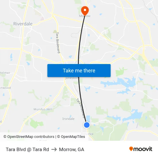 Tara Blvd @ Tara Rd to Morrow, GA map