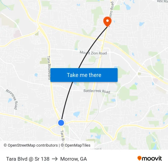 Tara Blvd @ Sr 138 to Morrow, GA map