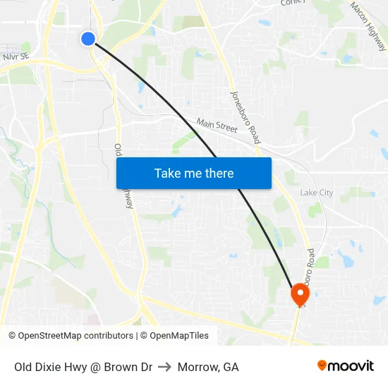 Old Dixie Hwy @ Brown Dr to Morrow, GA map