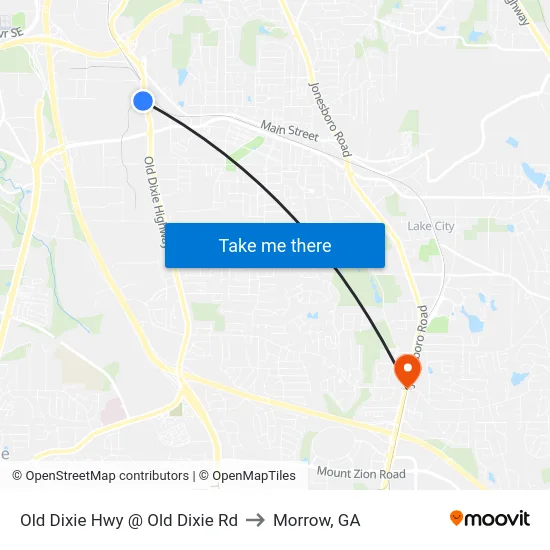 Old Dixie Hwy @ Old Dixie Rd to Morrow, GA map