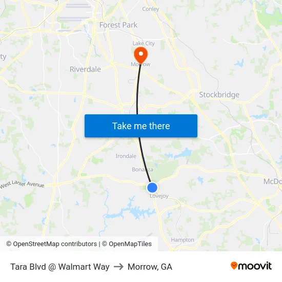 Tara Blvd @ Walmart Way to Morrow, GA map