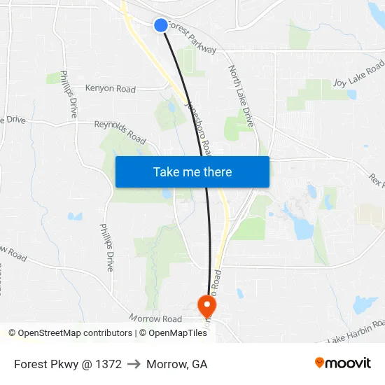 Forest Pkwy @ 1372 to Morrow, GA map