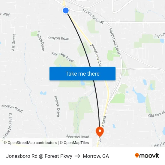 Jonesboro Rd @ Forest Pkwy to Morrow, GA map