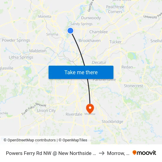 Powers Ferry Rd NW @ New Northside Dr NW to Morrow, GA map