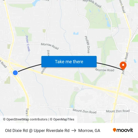 Old Dixie Rd @ Upper Riverdale Rd to Morrow, GA map
