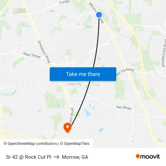 Sr 42 @ Rock Cut Pl to Morrow, GA map