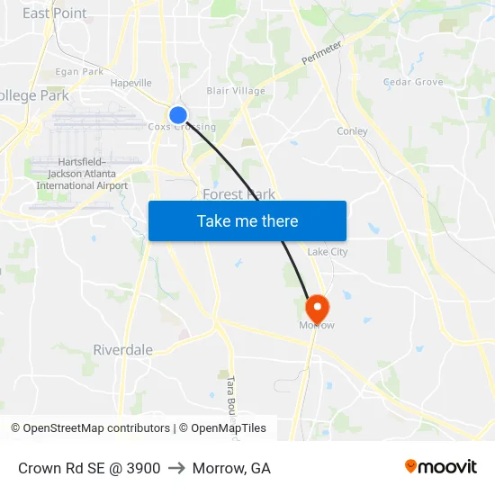Crown Rd SE @ 3900 to Morrow, GA map