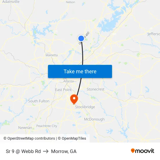 Sr 9 @ Webb Rd to Morrow, GA map
