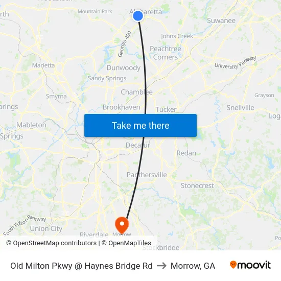 Old Milton Pkwy @ Haynes Bridge Rd to Morrow, GA map