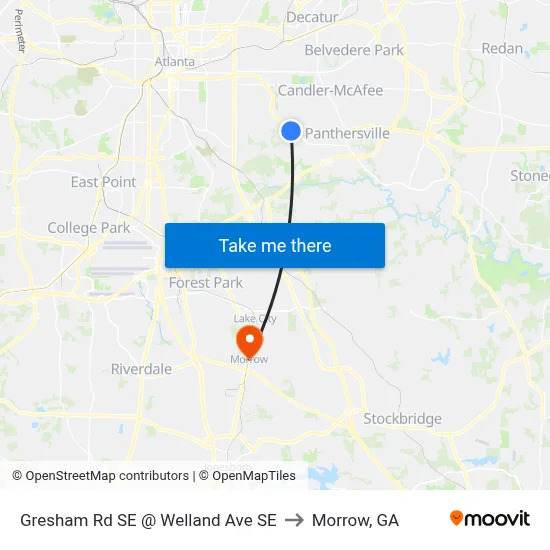 Gresham Rd SE @ Welland Ave SE to Morrow, GA map