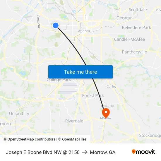 Joseph E Boone Blvd NW @ 2150 to Morrow, GA map