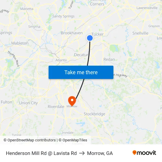 Henderson Mill Rd @ Lavista Rd to Morrow, GA map