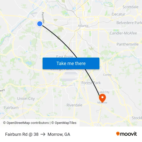 Fairburn Rd @ 38 to Morrow, GA map