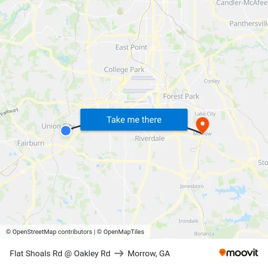 Flat Shoals Rd @ Oakley Rd to Morrow, GA map