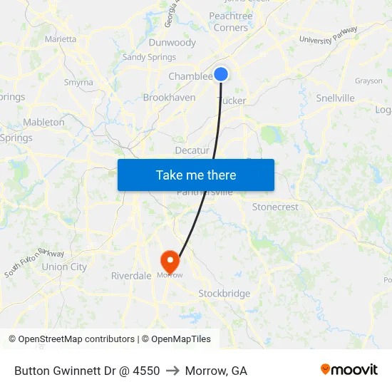 Button Gwinnett Dr @ 4550 to Morrow, GA map