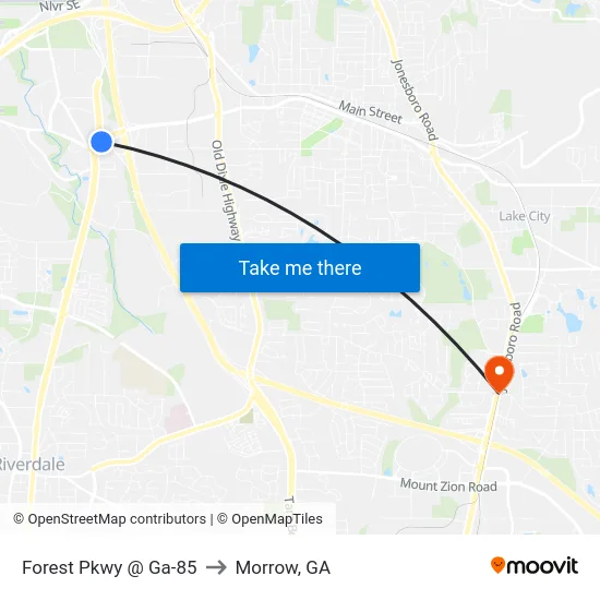 Forest Pkwy @ Ga-85 to Morrow, GA map