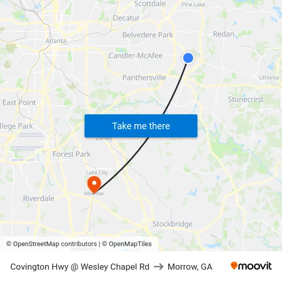 Covington Hwy @ Wesley Chapel Rd to Morrow, GA map