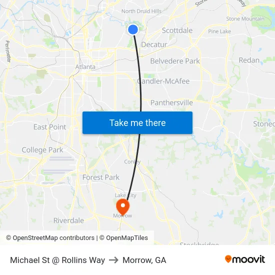 Michael St @ Rollins Way to Morrow, GA map