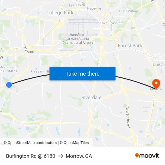 Buffington Rd @ 6180 to Morrow, GA map