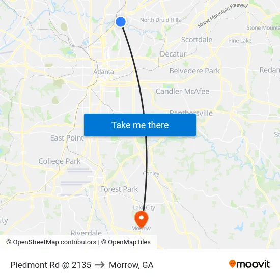 Piedmont Rd @ 2135 to Morrow, GA map