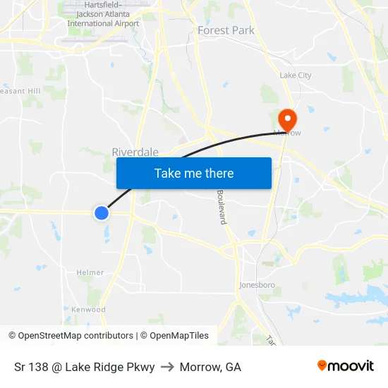 Sr 138 @ Lake Ridge Pkwy to Morrow, GA map