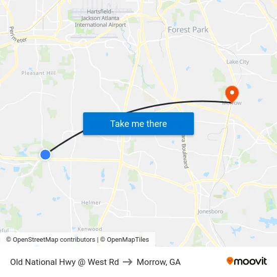 Old National Hwy @ West Rd to Morrow, GA map
