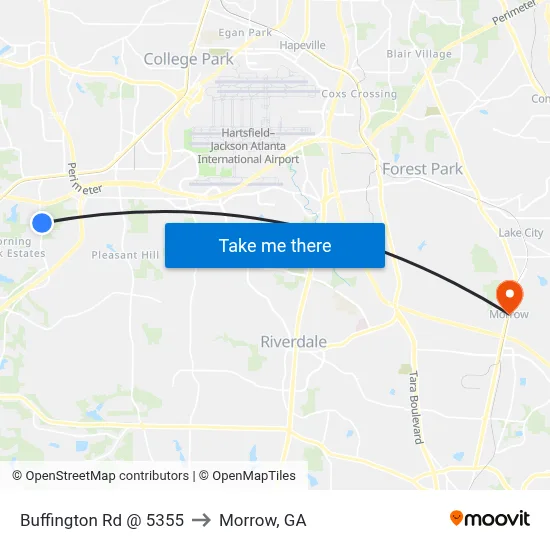 Buffington Rd @ 5355 to Morrow, GA map