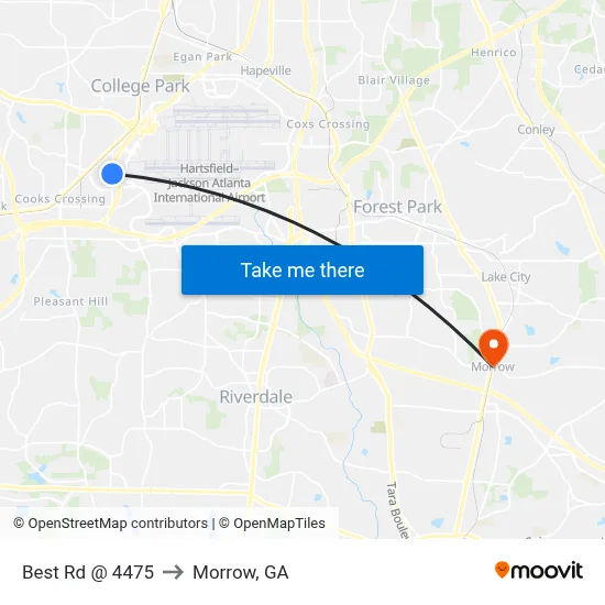 Best Rd @ 4475 to Morrow, GA map