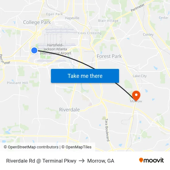 Riverdale Rd @ Terminal Pkwy to Morrow, GA map
